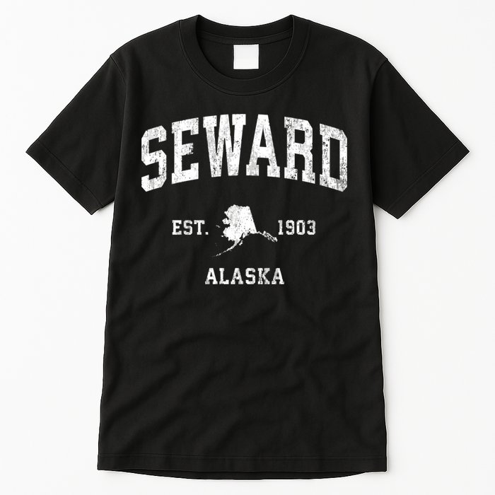 Seward Alaska Ak Vintage Athletic Black Sports Tall T-Shirt