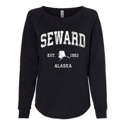 Seward Alaska Ak Vintage Athletic Black Sports Womens California Wash Sweatshirt