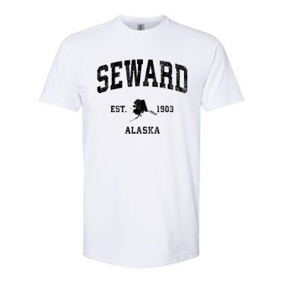 Seward Alaska Ak Vintage Athletic Black Sports Softstyle CVC T-Shirt