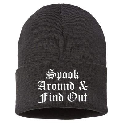 Spook Around And Find Out Funny Halloween Sustainable Knit Beanie