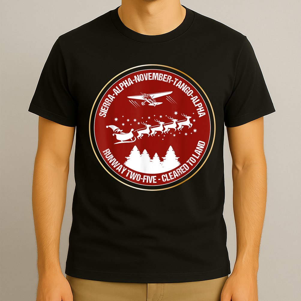 Santa Airlines Aviation Holiday Retro Pilot Christmas T-Shirt