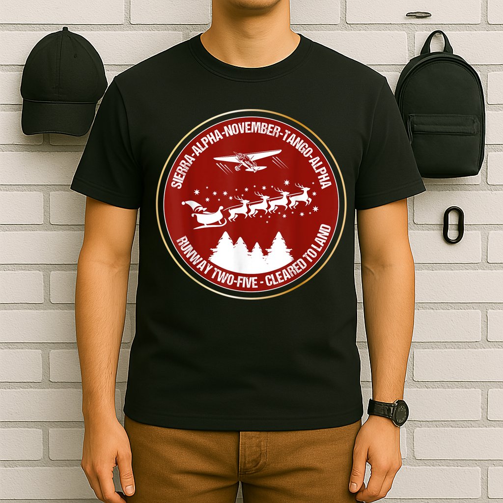 Santa Airlines Aviation Holiday Retro Pilot Christmas T-Shirt