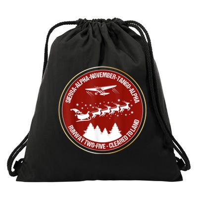 Santa Airlines Aviation Holiday Retro Pilot Christmas Drawstring Bag