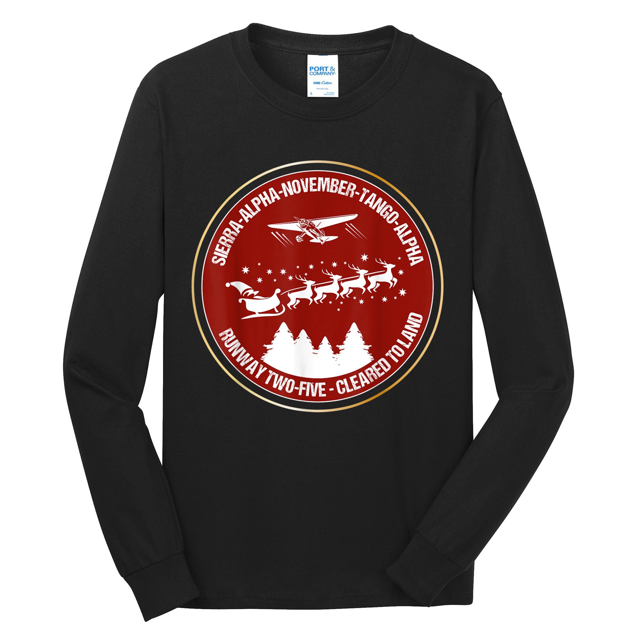 Santa Airlines Aviation Holiday Retro Pilot Christmas Tall Long Sleeve T-Shirt