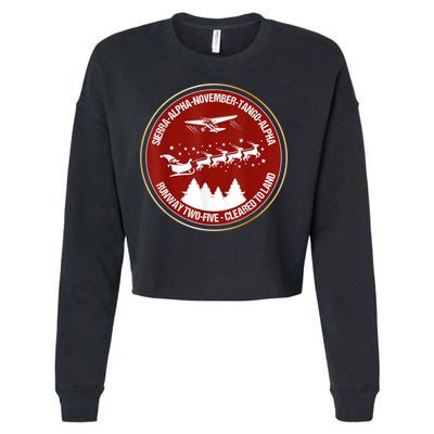 Santa Airlines Aviation Holiday Retro Pilot Christmas Cropped Pullover Crew