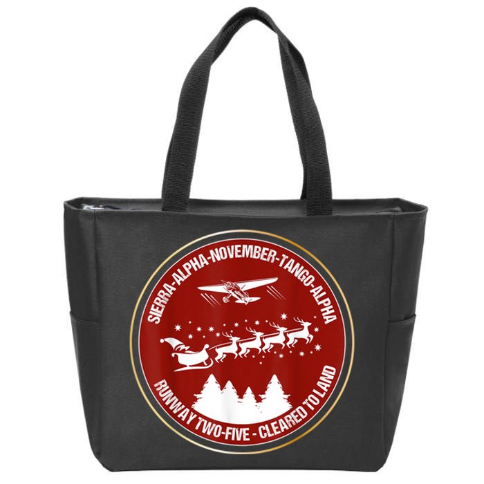 Santa Airlines Aviation Holiday Retro Pilot Christmas Zip Tote Bag