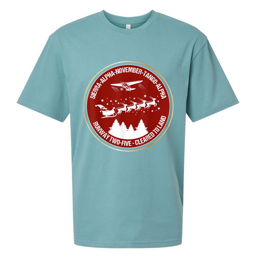 Santa Airlines Aviation Holiday Retro Pilot Christmas Sueded Cloud Jersey T-Shirt