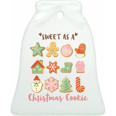 Sweet As A Christmas Cookie Cute Holiday Ceramic Bell Ornament