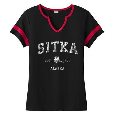 Sitka Alaska Ak Vintage Athletic Sports Design Ladies Halftime Notch Neck Tee