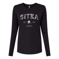 Sitka Alaska Ak Vintage Athletic Sports Design Womens Cotton Relaxed Long Sleeve T-Shirt