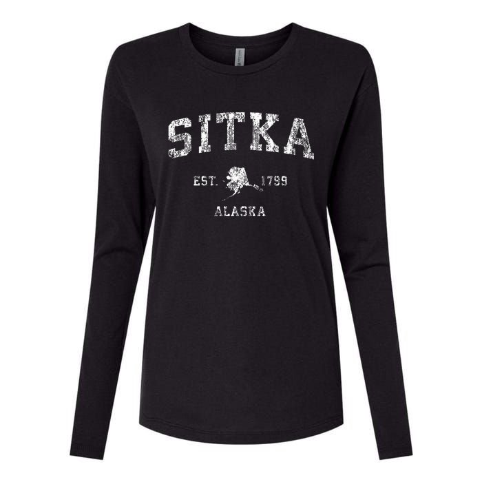 Sitka Alaska Ak Vintage Athletic Sports Design Womens Cotton Relaxed Long Sleeve T-Shirt