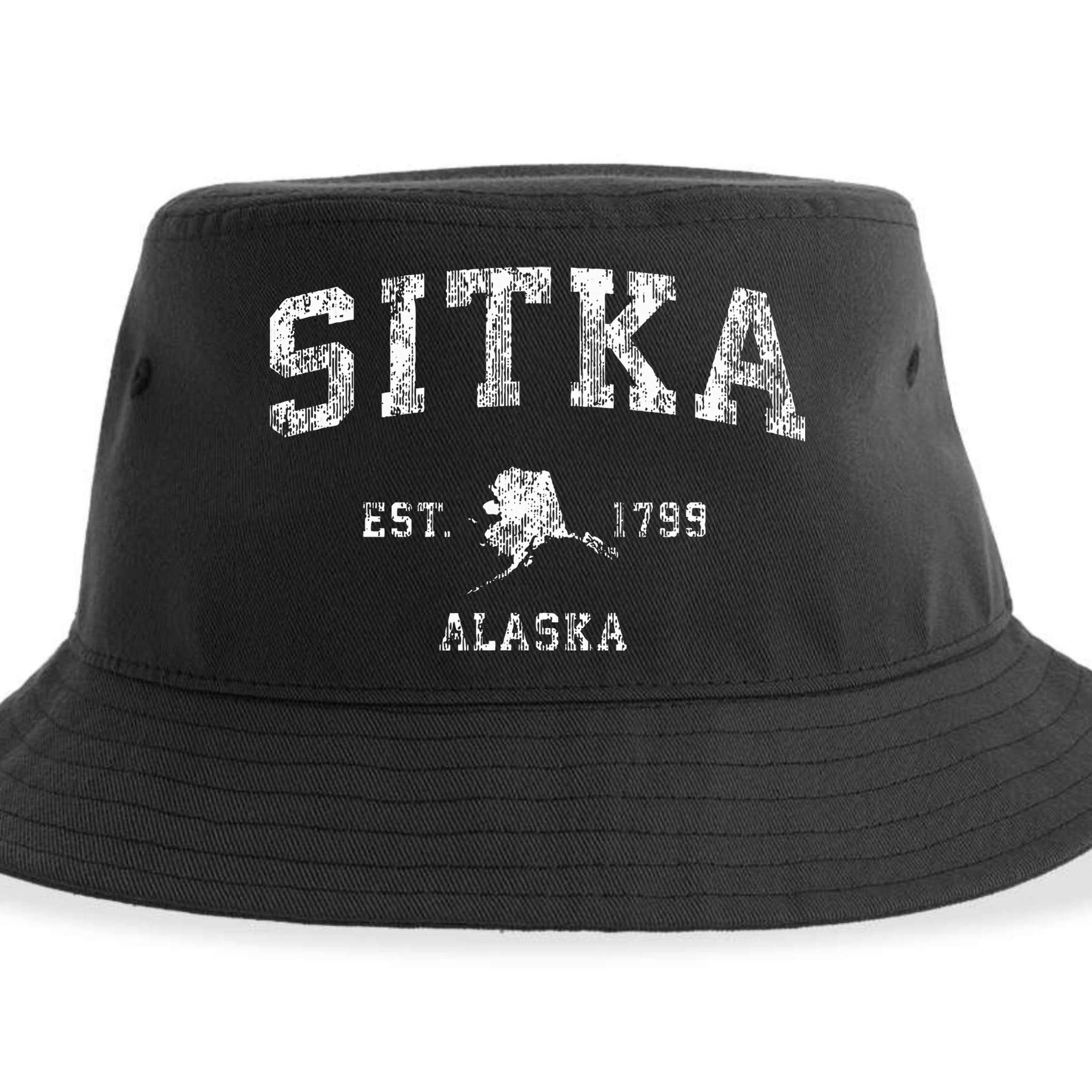 Sitka Alaska Ak Vintage Athletic Sports Design Sustainable Bucket Hat