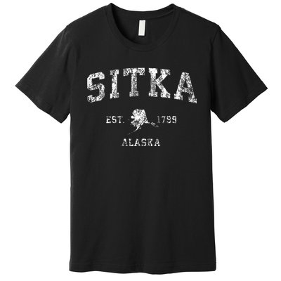 Sitka Alaska Ak Vintage Athletic Sports Design Premium T-Shirt