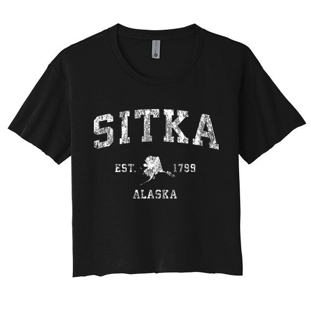 Sitka Alaska Ak Vintage Athletic Sports Design Crop Top