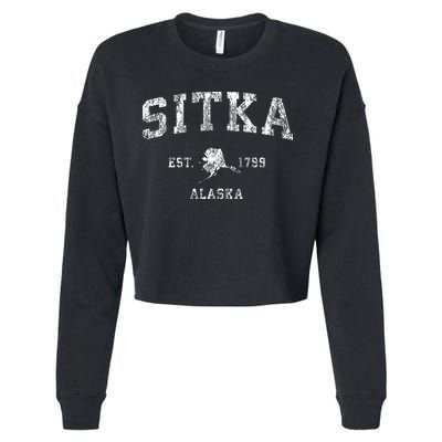 Sitka Alaska Ak Vintage Athletic Sports Design Cropped Pullover Crew