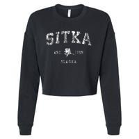 Sitka Alaska Ak Vintage Athletic Sports Design Cropped Pullover Crew