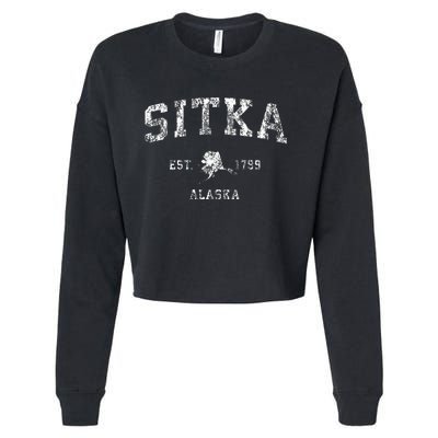 Sitka Alaska Ak Vintage Athletic Sports Design Cropped Pullover Crew