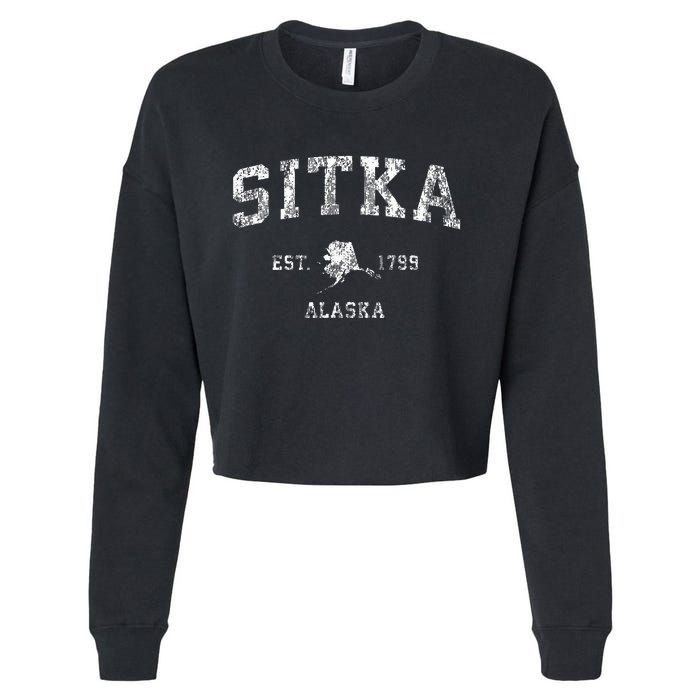 Sitka Alaska Ak Vintage Athletic Sports Design Cropped Pullover Crew