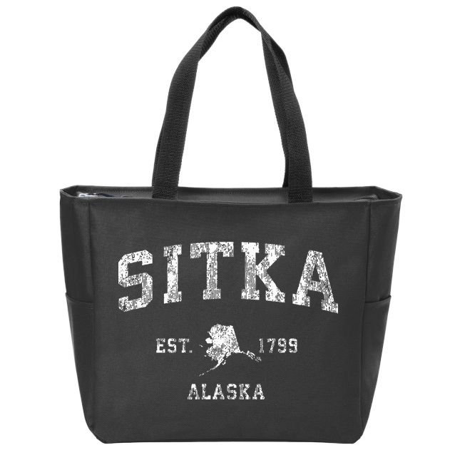 Sitka Alaska Ak Vintage Athletic Sports Design Zip Tote Bag