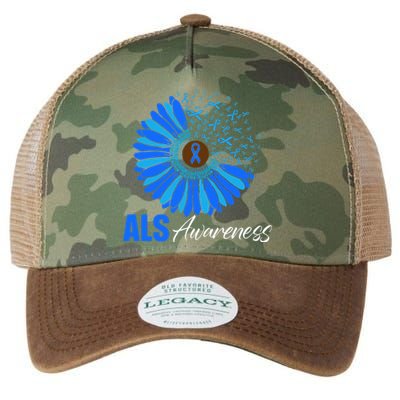 Sunflower ALS Awareness Ribbon Supporter Warrior Floral Legacy Tie Dye Trucker Hat