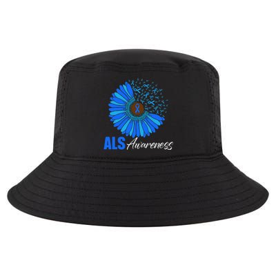 Sunflower ALS Awareness Ribbon Supporter Warrior Floral Cool Comfort Performance Bucket Hat