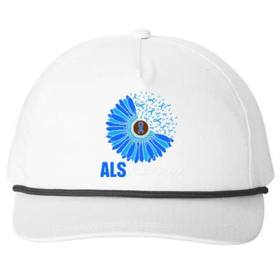 Sunflower ALS Awareness Ribbon Supporter Warrior Floral Snapback Five-Panel Rope Hat