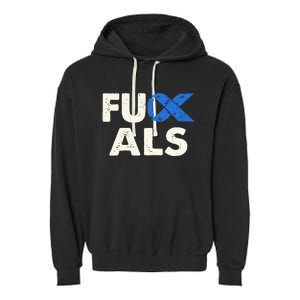 Support ALS Awareness Month Costume Blue Ribbon Garment-Dyed Fleece Hoodie