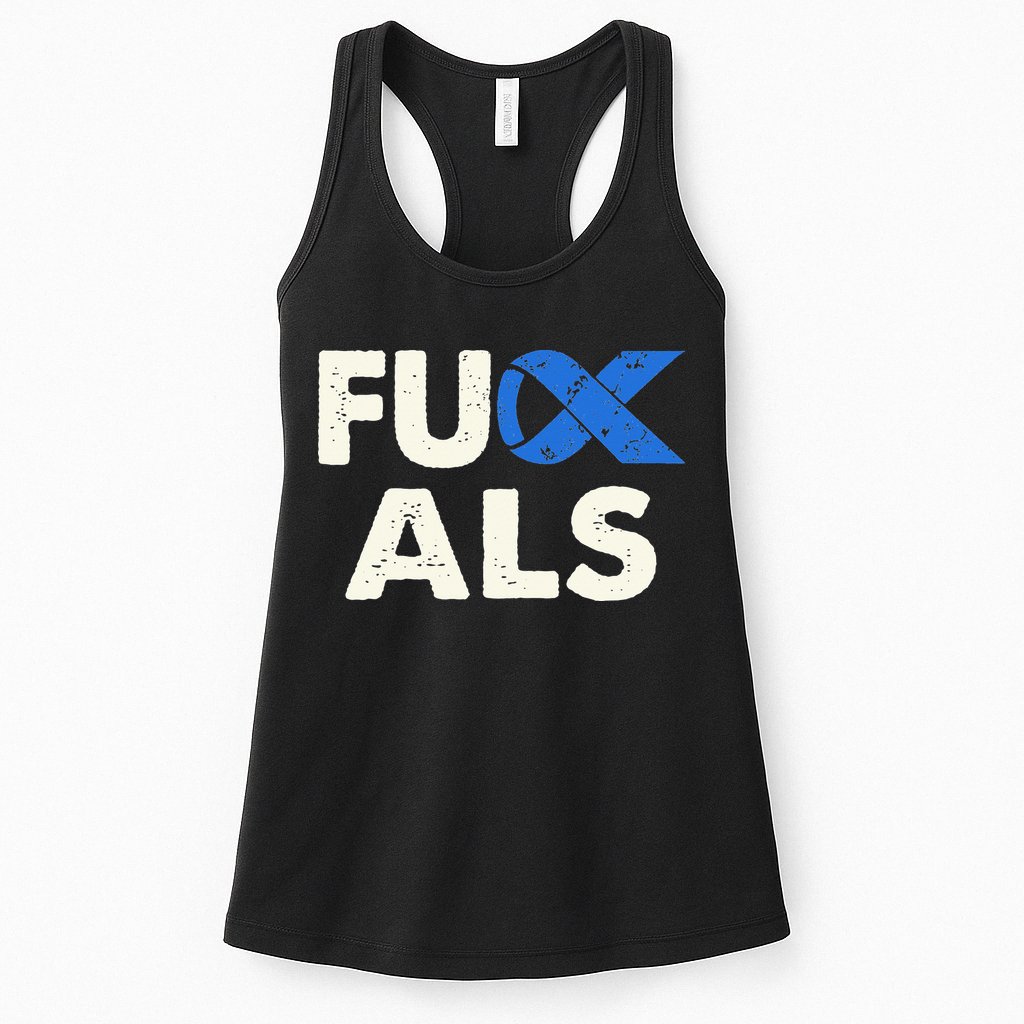 Support ALS Awareness Month Costume Blue Ribbon Womens Tank Top