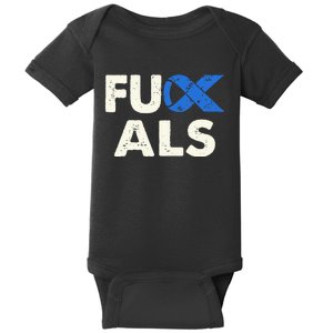 Support ALS Awareness Month Costume Blue Ribbon Baby Bodysuit