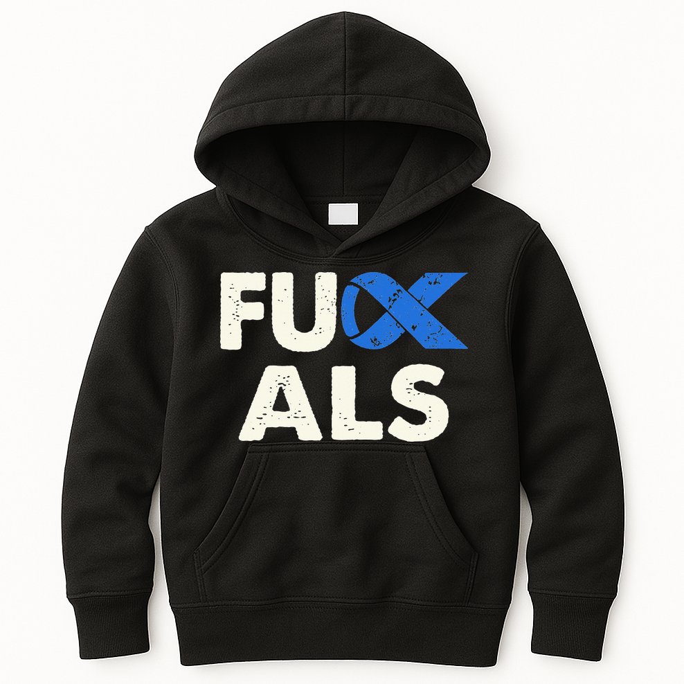 Support ALS Awareness Month Costume Blue Ribbon Kids Hoodie