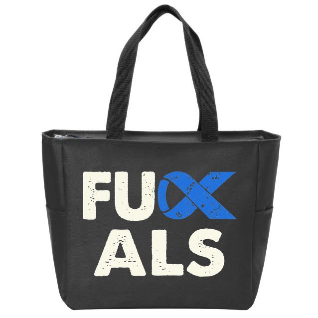 Support ALS Awareness Month Costume Blue Ribbon Zip Tote Bag