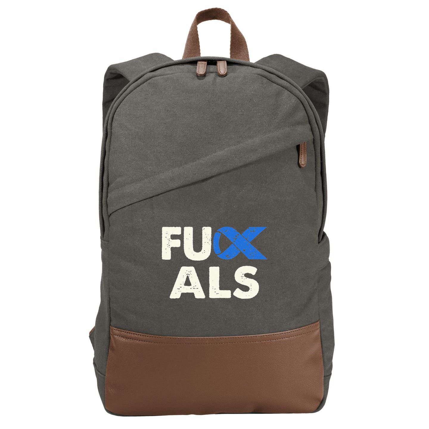 Support ALS Awareness Month Costume Blue Ribbon Cotton Canvas Backpack