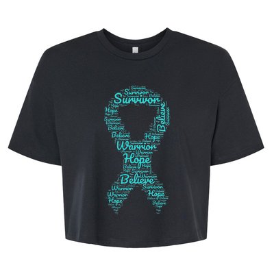 Sexual Assault And Violence Awareness Month Teal Ribbon Bella+Canvas Jersey Crop Tee