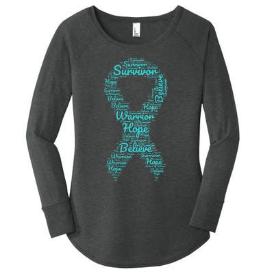 Sexual Assault And Violence Awareness Month Teal Ribbon Women's Perfect Tri Tunic Long Sleeve Shirt