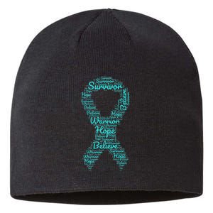 Sexual Assault And Violence Awareness Month Teal Ribbon Sustainable Beanie