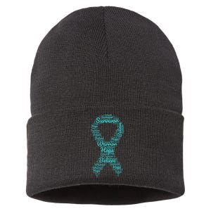 Sexual Assault And Violence Awareness Month Teal Ribbon Sustainable Knit Beanie