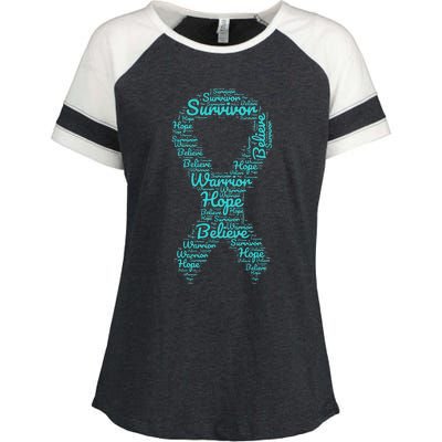 Sexual Assault And Violence Awareness Month Teal Ribbon Enza Ladies Jersey Colorblock Tee