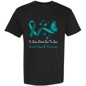 Sexual Assault Awareness Butterfly Support Teal Ribbon Garment-Dyed Heavyweight T-Shirt