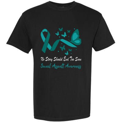 Sexual Assault Awareness Butterfly Support Teal Ribbon Garment-Dyed Heavyweight T-Shirt