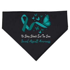 Sexual Assault Awareness Butterfly Support Teal Ribbon USA-Made Doggie Bandana