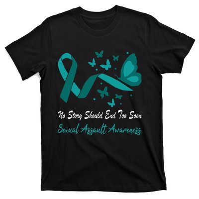 Sexual Assault Awareness Butterfly Support Teal Ribbon T-Shirt