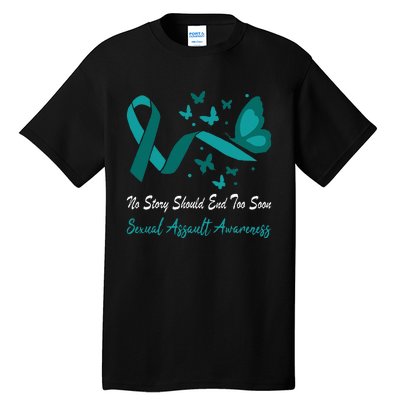 Sexual Assault Awareness Butterfly Support Teal Ribbon Tall T-Shirt