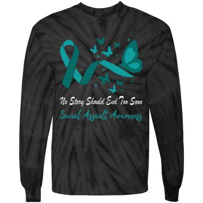 Sexual Assault Awareness Butterfly Support Teal Ribbon Tie-Dye Long Sleeve Shirt