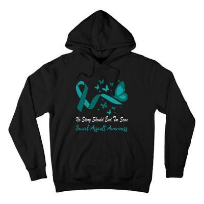 Sexual Assault Awareness Butterfly Support Teal Ribbon Tall Hoodie