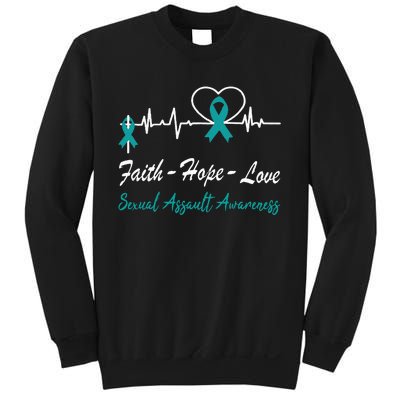 Sexual Assault Awareness Christian Cross Support Teal Ribbon Sweatshirt