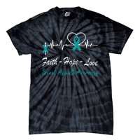 Sexual Assault Awareness Christian Cross Support Teal Ribbon Tie-Dye T-Shirt