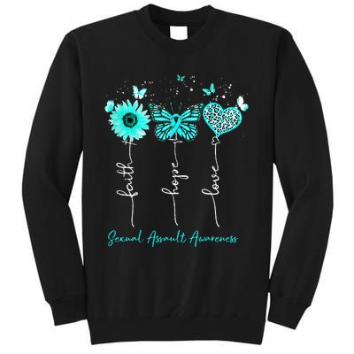 Sexual Assault Awareness Faith Hope Love Leopard Sunflower Tall Sweatshirt