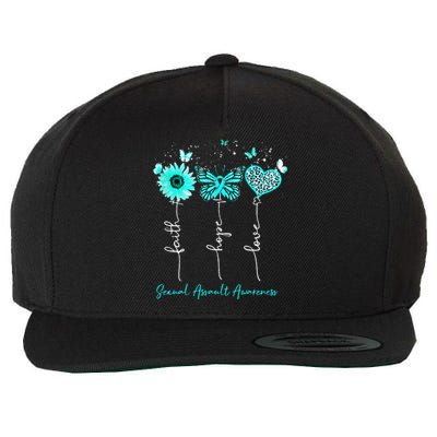 Sexual Assault Awareness Faith Hope Love Leopard Sunflower Wool Snapback Cap