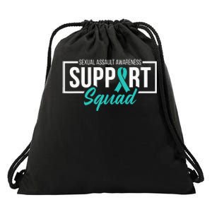 Sexual Assault Awareness Support Squad I Wear Teal Ribbon Drawstring Bag