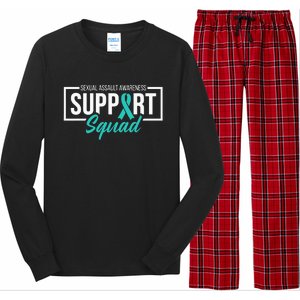 Sexual Assault Awareness Support Squad I Wear Teal Ribbon Long Sleeve Pajama Set